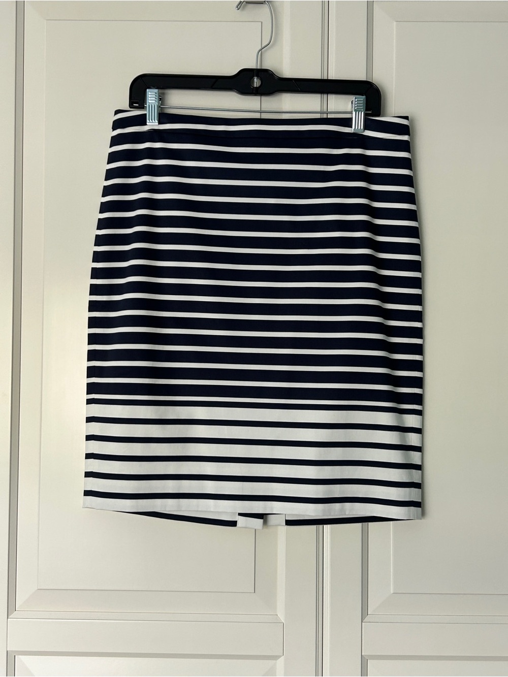 J. Crew Navy and White Striped Pencil Skirt